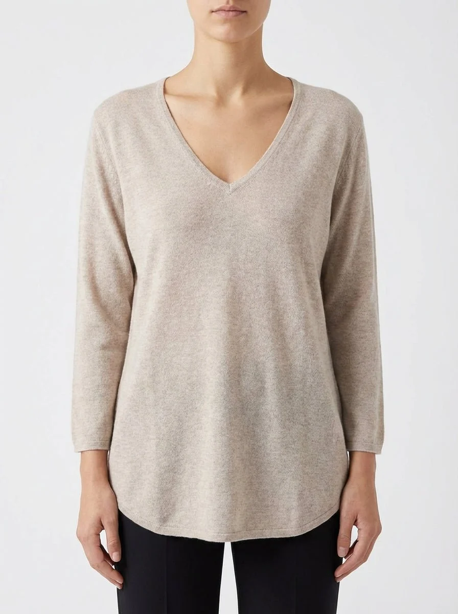 Jersey Universel Cuello Pico Beige - Imagen 2
