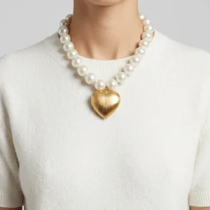 Collar Fabrizio Marcantelli Perlas Corazon Dorado