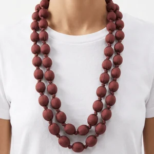 Collar Il Baco Da Seta Maxi Bolas Seda Marrón