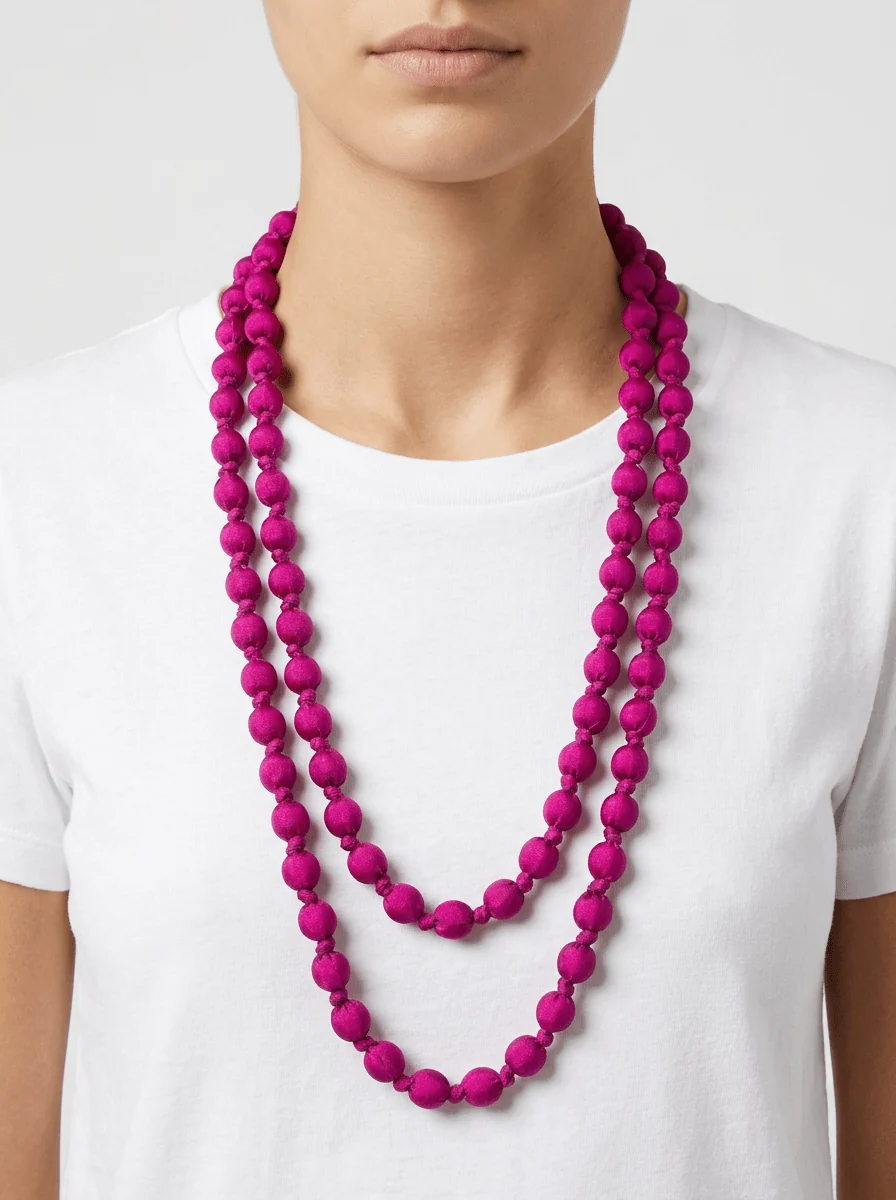 Collar Il Baco Da Seta Bolas de Seda Violeta Electrico - Imagen 2