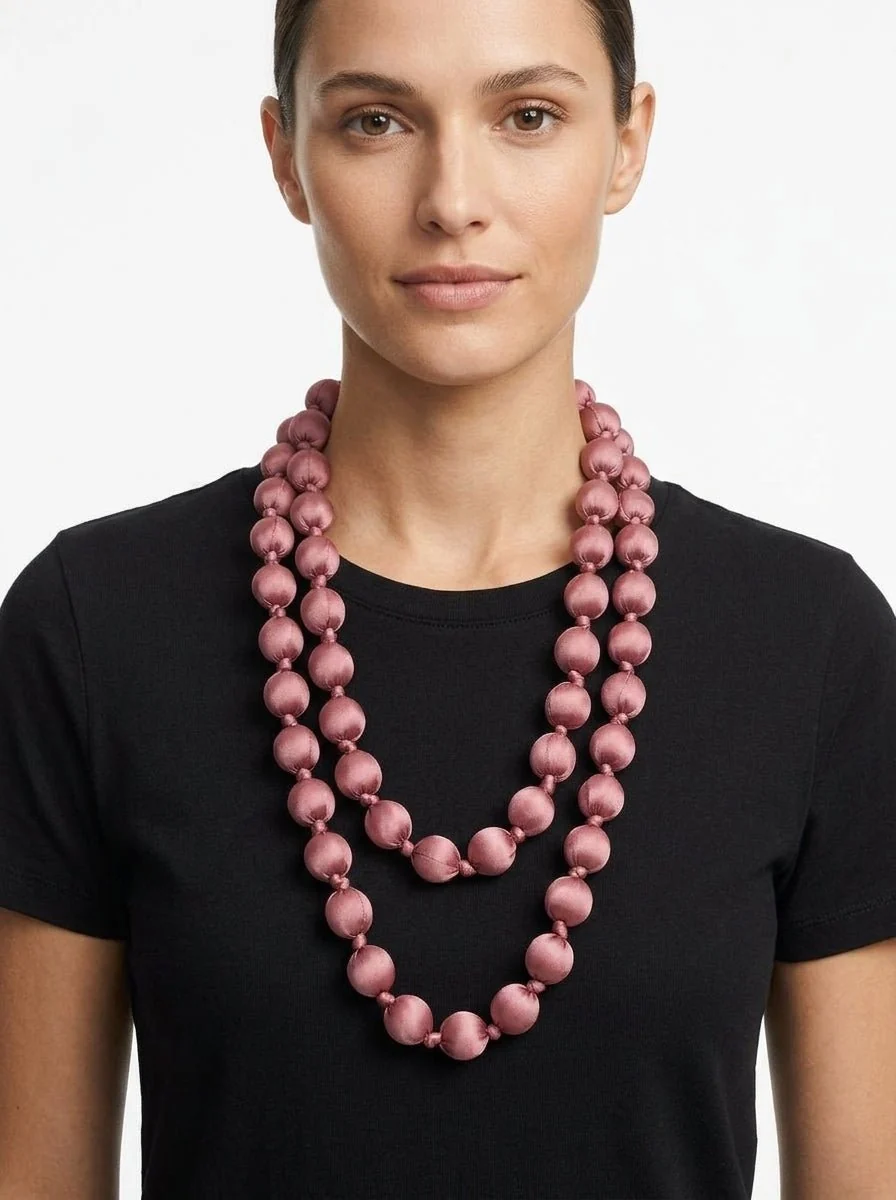 Collar il Baco Da Seta Maxi Bolas Seda Buganvilla - Imagen 2