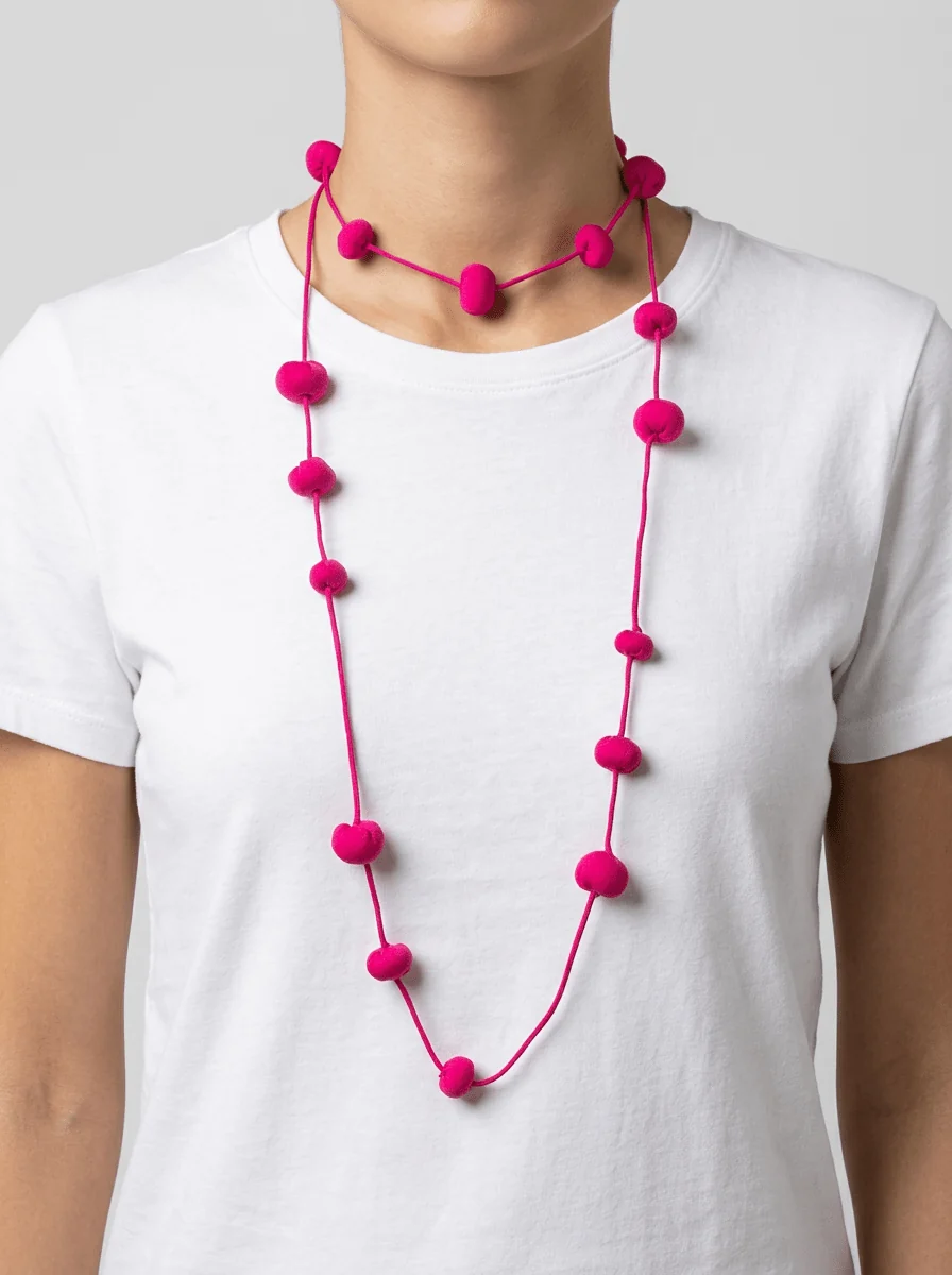 Collar Il Baco Da Seta Bolas De Seda Cocoon Fucsia - Imagen 2
