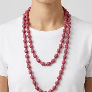 Collar Il Baco Da Seta Bolas De Seda Malva Rosado