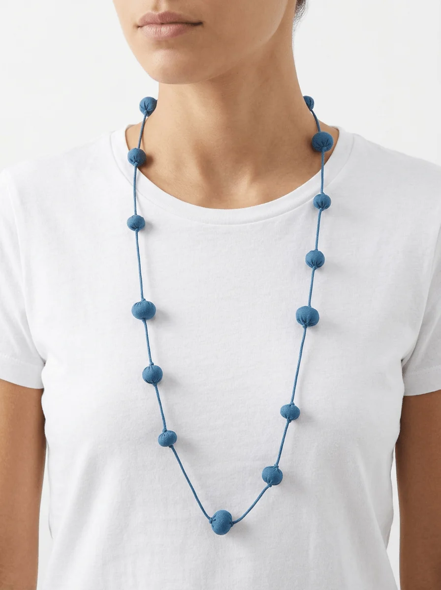 Collar Il Baco Da Seta Bolas De Seda Cocoon Azul Eléctrico - Imagen 2
