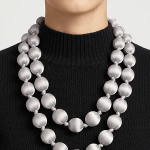 Collar il Baco Da Seta Maxi Bolas Seda Gris