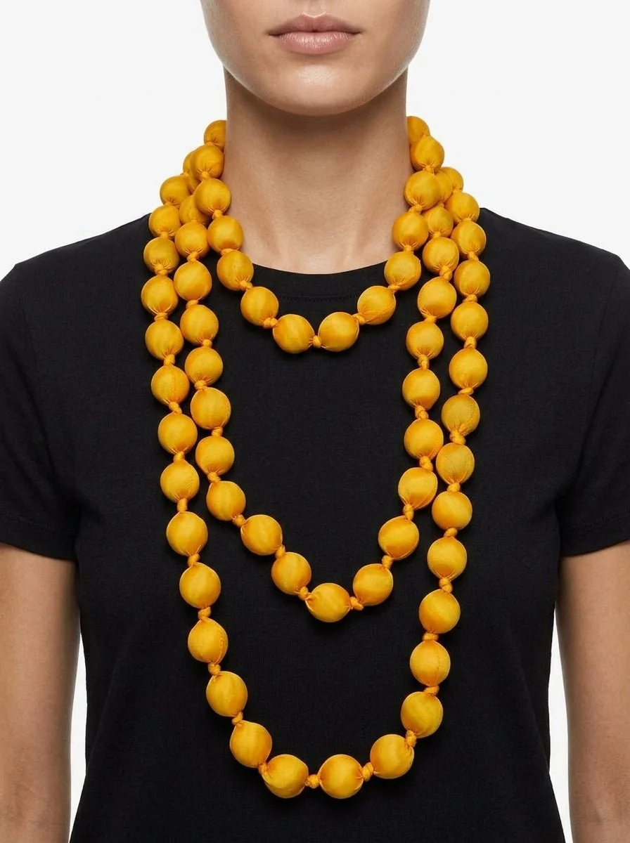 Collar il Baco Da Seta Maxi Bolas Seda Canario