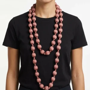 Collar il Baco Da Seta Maxi Bolas Seda Rosa Palo