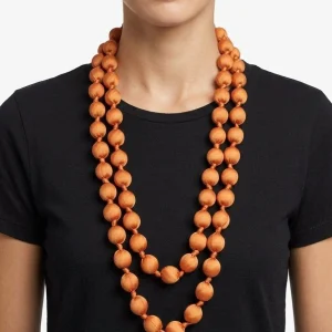 Collar il Baco Da Seta Maxi Bolas Seda Salmón