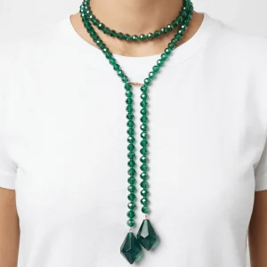 Collar Fabrizio Marcantelli Perlitas y Gota de Piedra Verde