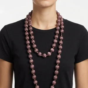 Collar il Baco Da Seta Maxi Bolas Seda Morado