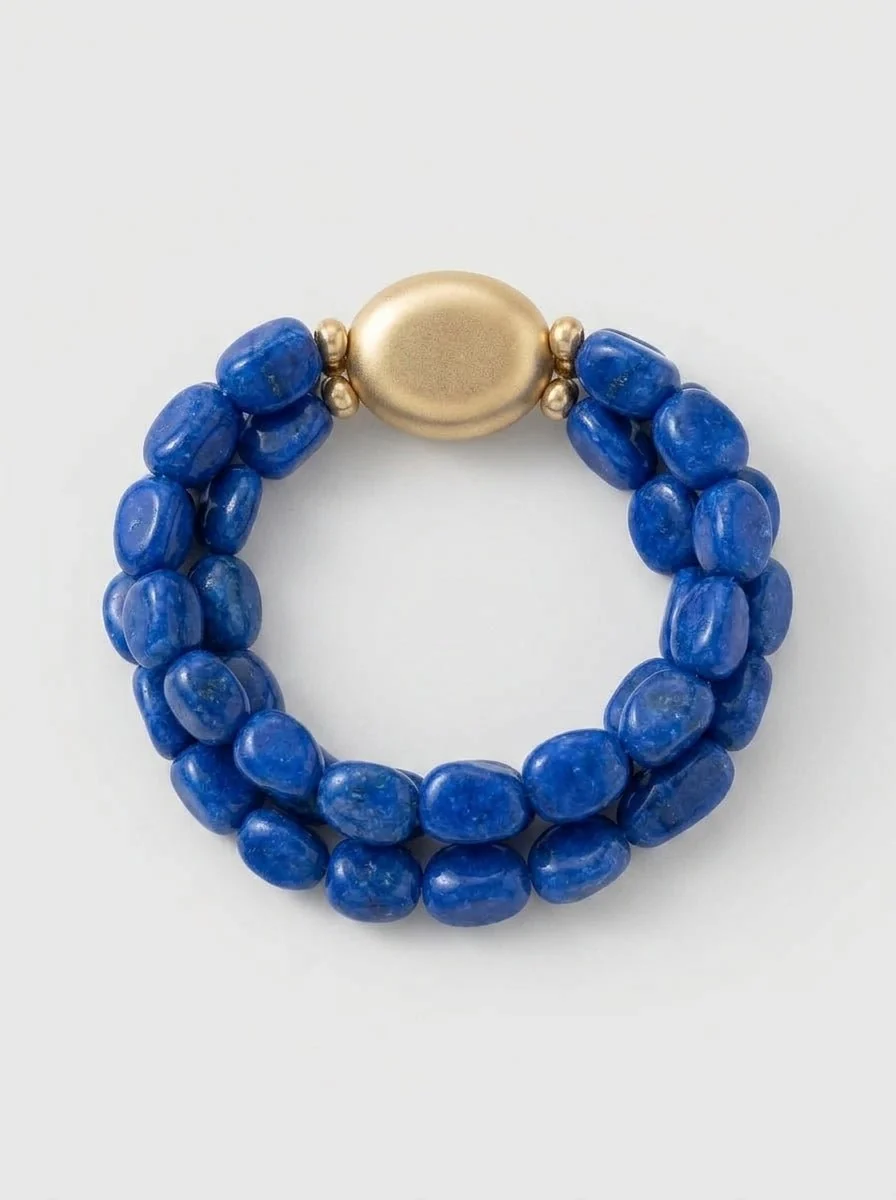 Pulsera Il Baco Da Seta 3 Tiras Cuentas Azul - Imagen 4