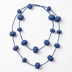 Collar Il Baco Da Seta Bolas De Seda Cocoon Azul Marino