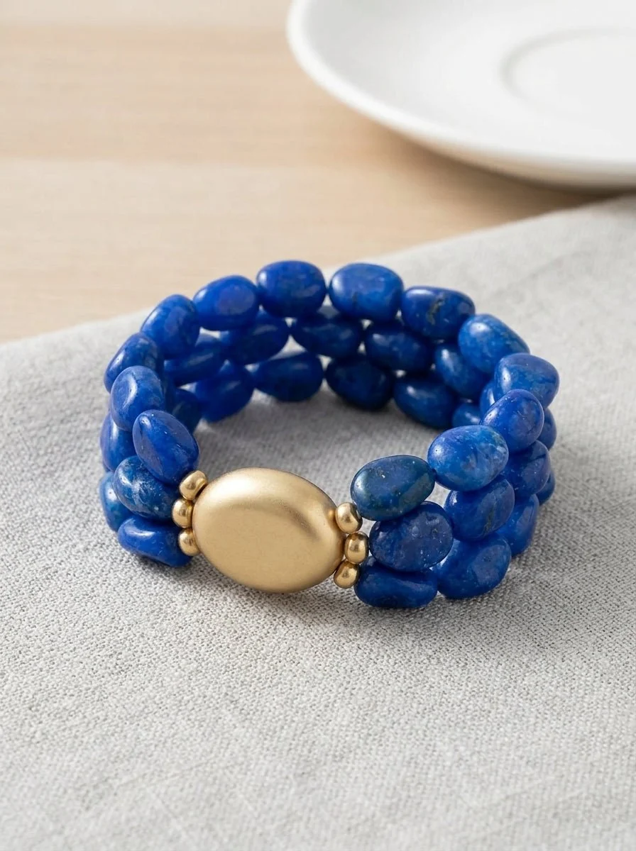 Pulsera Il Baco Da Seta 3 Tiras Cuentas Azul - Imagen 3