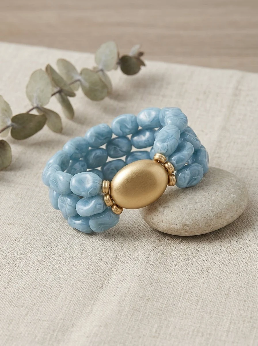 Pulsera Il Baco Da Seta 3 Tiras Cuentas Cielo - Imagen 3
