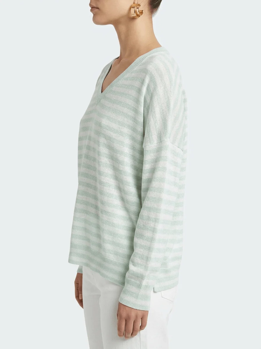 Jersey Base Milano Pico Rayas Crudo Acqua - Imagen 3