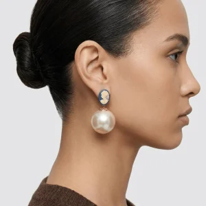 Pendientes Fabrizio Marcantelli Cameo Azul Marino