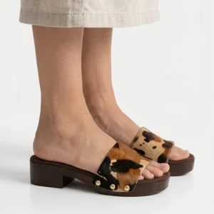 Zueco Belle Vie Mucca Print Pelo