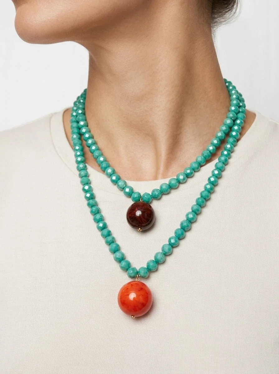 Collar Fabrizio Marcantelli Bolitas y 2 Bolas Grande Agua - Imagen 3
