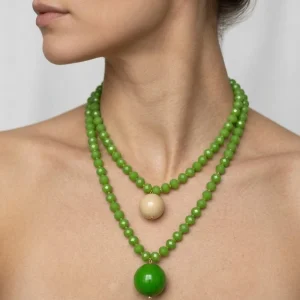 Collar Fabrizio Marcantelli Bolitas y 2 Bolas Grande Verde Claro