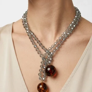 Collar Fabrizio Marcantelli Bolitas y 2 Bolas Grande Treansparente Miel