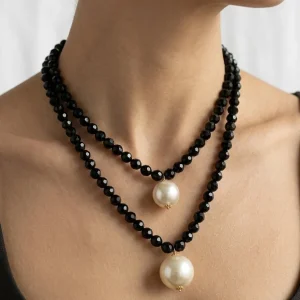 Collar Fabrizio Marcantelli Bolitas y 2 Bolas Grande Perla Negro