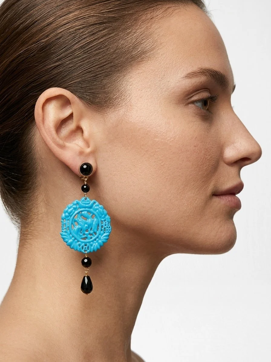 Pendientes Fabrizio Marcantelli Mandala Pequeño Celeste - Imagen 3