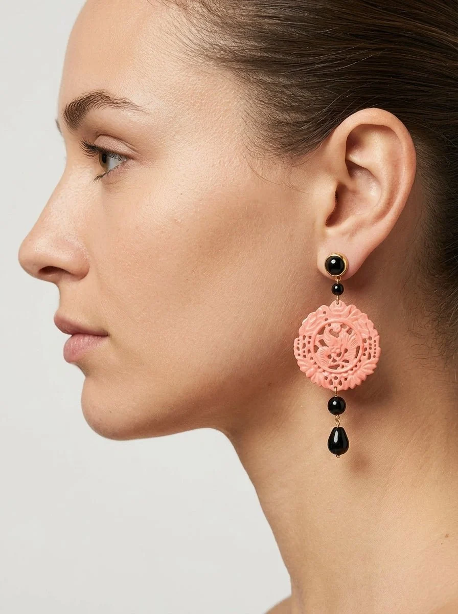 Pendientes Fabrizio Marcantelli Mandala Pequeño Rosa - Imagen 2