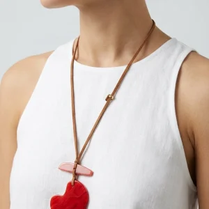 Collar Largo Il Baco da Seta Corazón Rojo