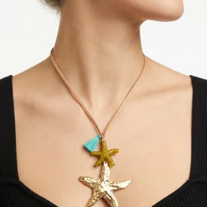 Collar Largo Estrellas de Mar Mostaza
