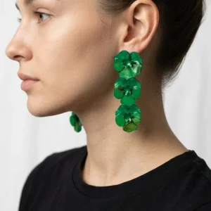 Pendientes Il Baco Da Seta 3 Flor Resina Verde