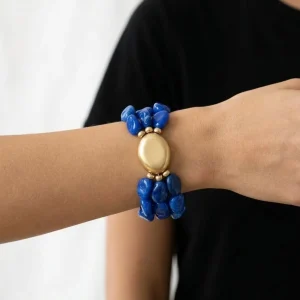 Pulsera Il Baco Da Seta 3 Tiras Cuentas Azul