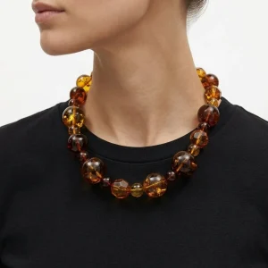 Collar Fabrizio Marcantelli Bolas Alternadas Miel y Caramelo