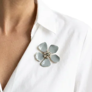 Broche Unique Flor Gris