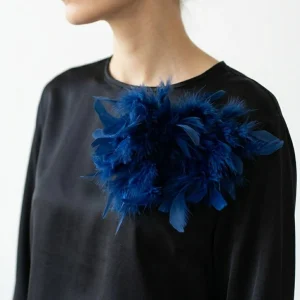 Broche Il Baco Da Seta Plumas Azul
