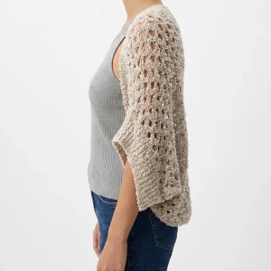 Cardigan Byu Bolero Calado Blanco Beige