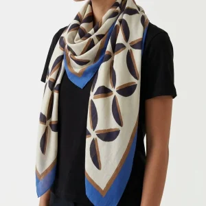 Foulard Niu Fancy Estampado Geometrico Azul Marino
