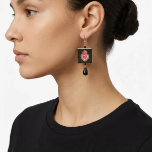 Pendientes Fabrizio Marcantelli Cuadrado Corazón Rojo