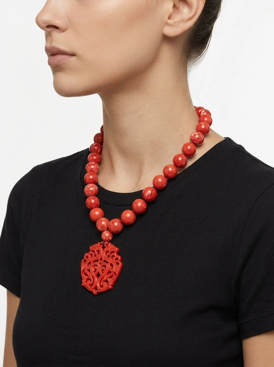 Collar Fabrizio Marcantelli Mandala Coral Corto - Imagen 3