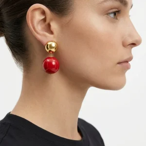 Pendientes Fabrizio Marcantelli Bola Rojo Clip