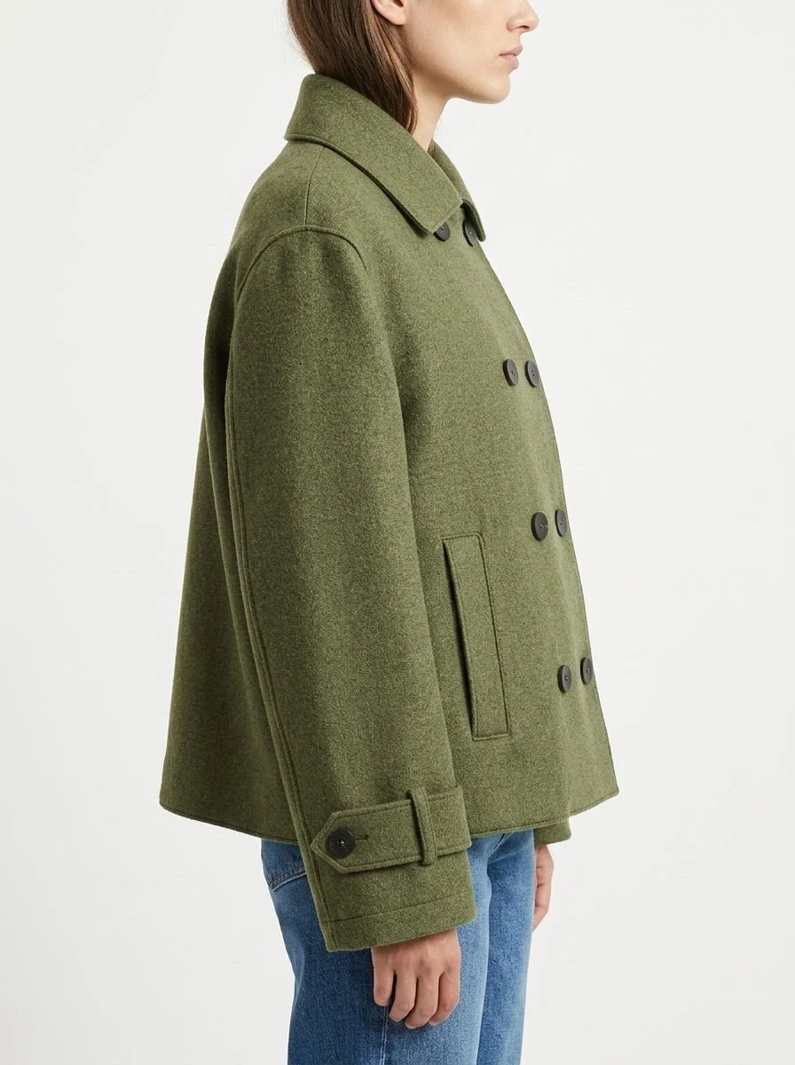 Abrigo Harris Wharf London Oversize Verde Caza - Imagen 3