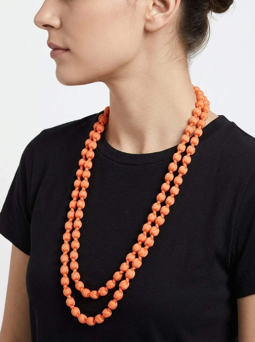 Collar Il Baco Da Seta Bolas Seda Coral - Imagen 4