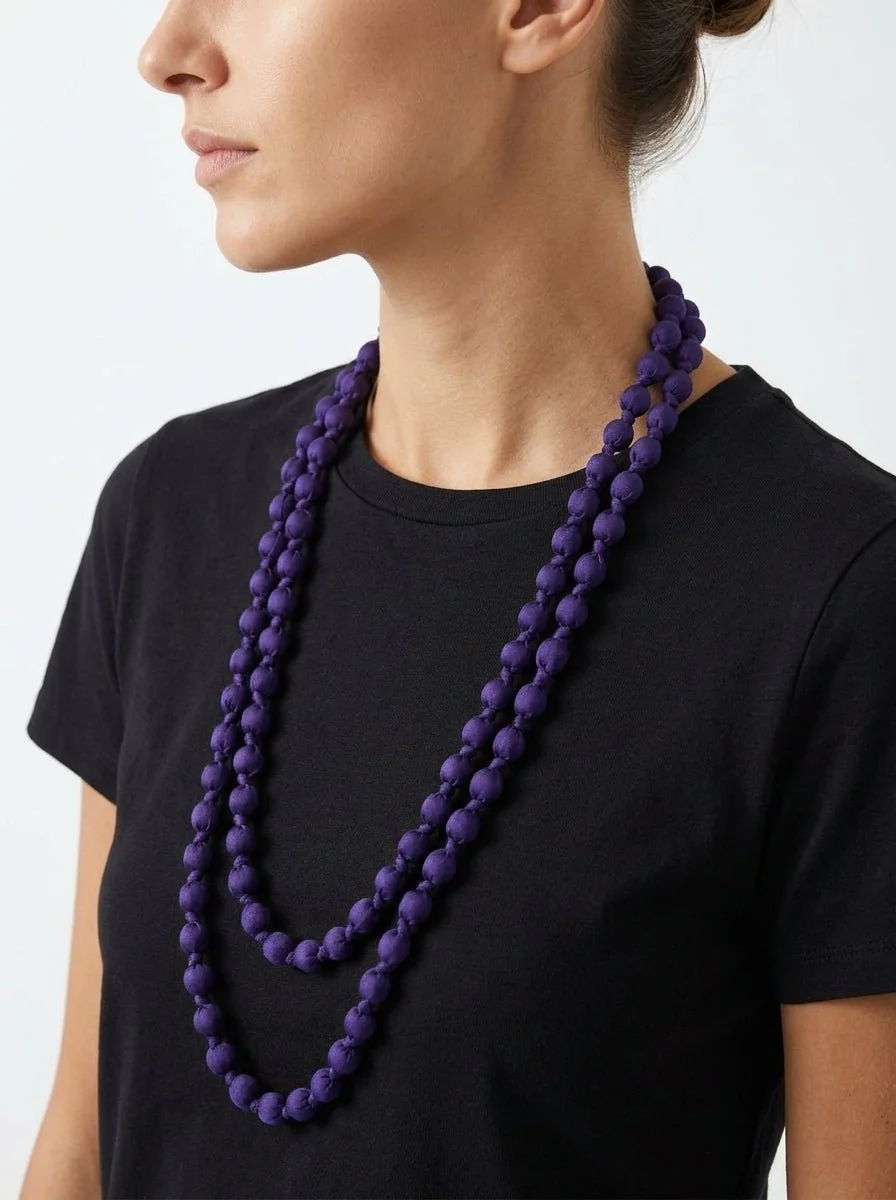 Collar Il Baco Da Seta Bolas Seda Morado 16.3 - Imagen 4