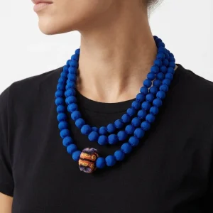 Collar Il Baco Da Seta Bolas Pequeñas Nhdi Almohadon  Azul Eléctrico