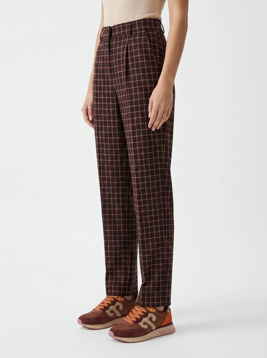 Pantalon Justmine Cuadros Marron - Imagen 3