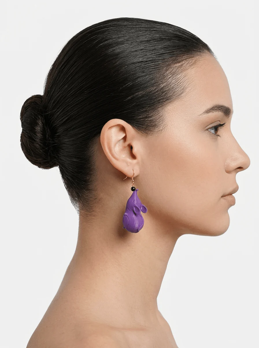 Pendientes Fabrizio Marcantelli Ratón Morado - Imagen 3