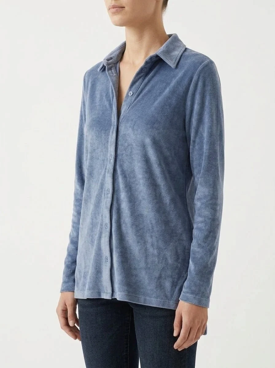 Camisa Majestic Filatures Terciopelo Azul Claro - Imagen 3