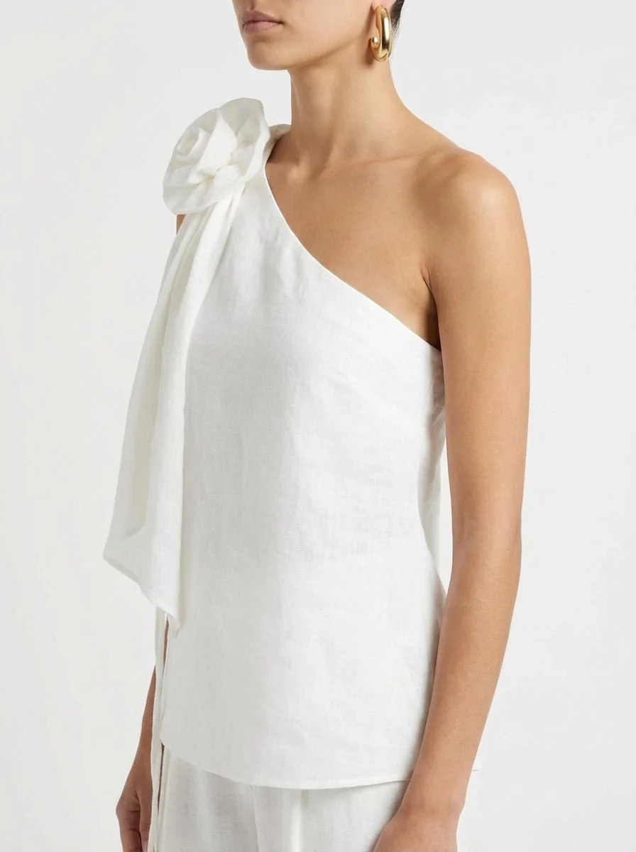 Top SU Flor Lino Blanco - Imagen 4
