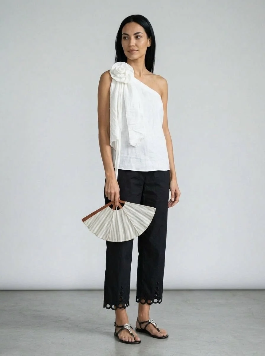 Top SU Flor Lino Blanco - Imagen 3