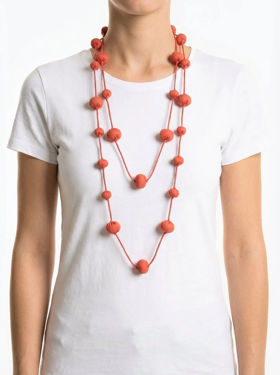 Collar Il Baco Da Seta Bolas De Seda Cocoon Nude Blush - Imagen 2