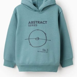 Sudadera niño Zippy verde agua con capucha “Abstract Series”